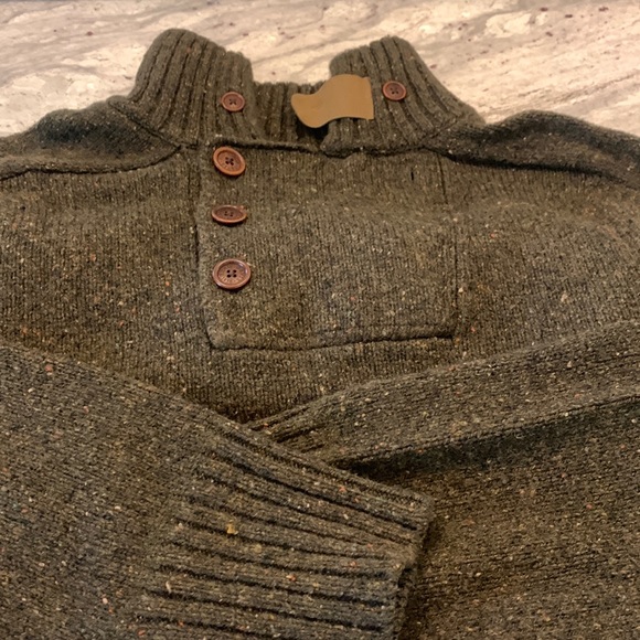 Orvis Sweaters Orvis Mens Wool Cashmere Half Button Olive Sweater